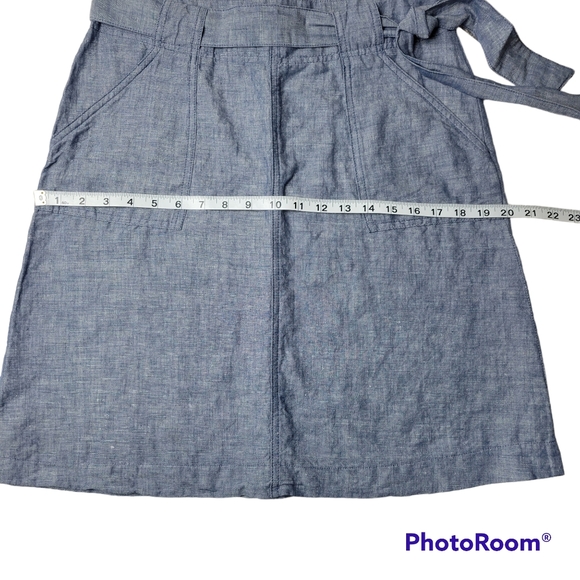 Lija | Linen Cotton Blend Chambray Tie Waist Skirt Size 4 - Picture 5 of 7